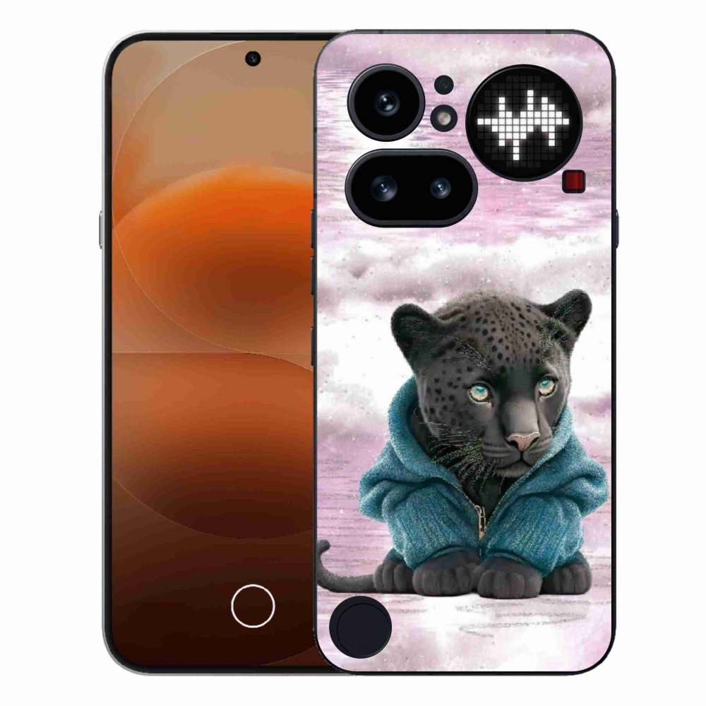 Gélový kryt mmCase na Nothing Phone (4a) - čierny panter vo svetri