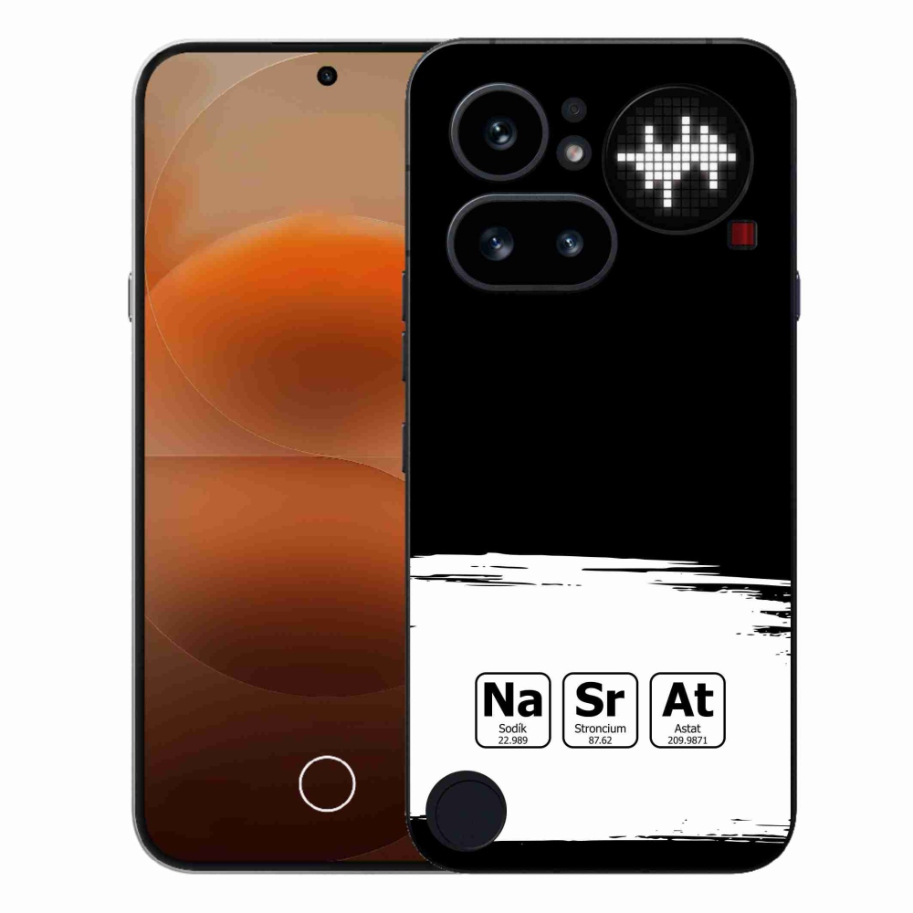 Gélový kryt mmCase na Nothing Phone (4a) - chemické prvky bieločierne pozadie