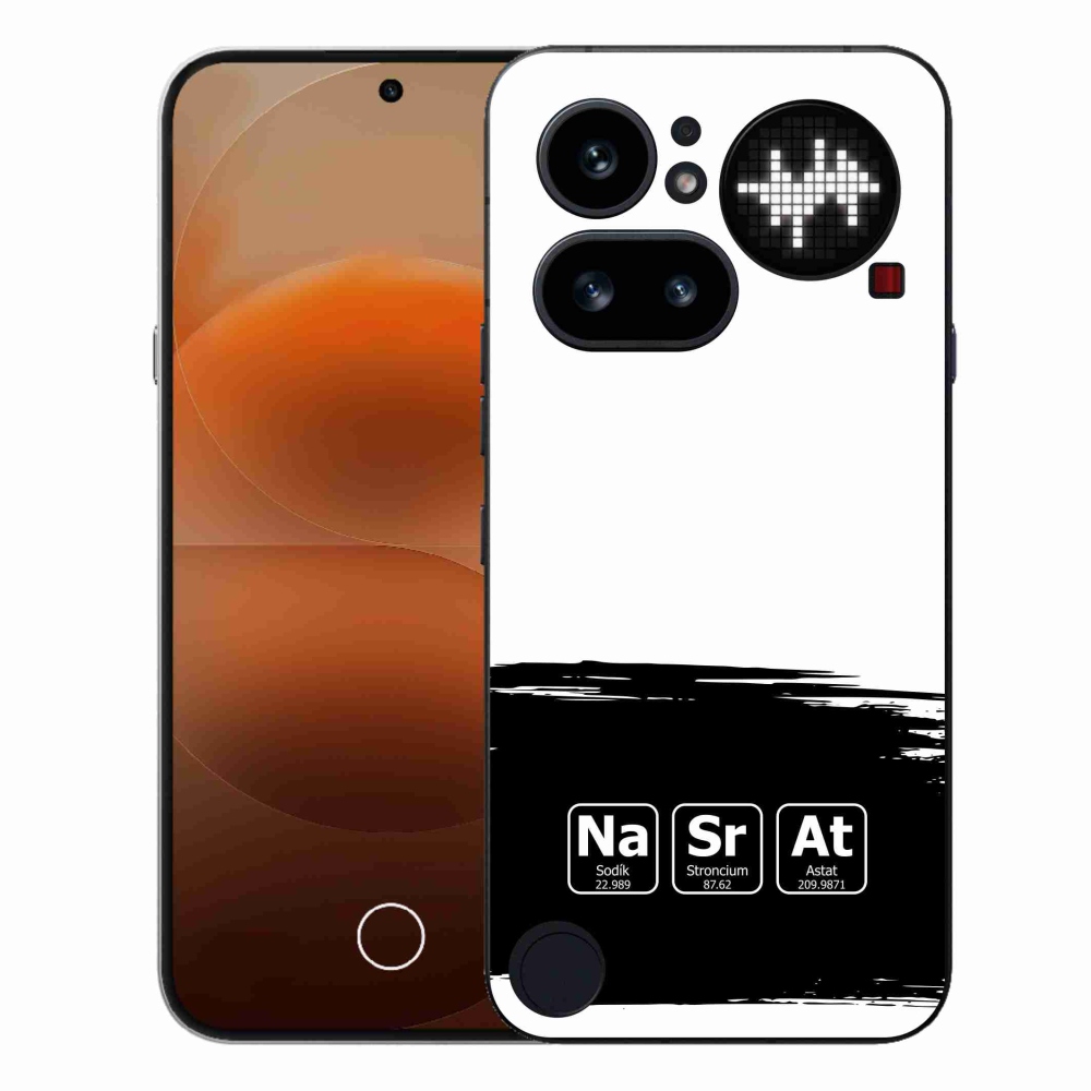 Gélový kryt mmCase na Nothing Phone (4a) - chemické prvky čiernobiele pozadie