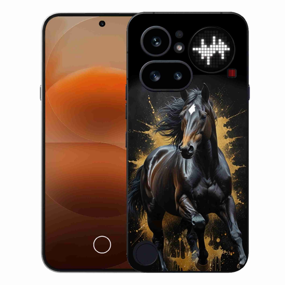 Gélový kryt mmCase na Nothing Phone (4a) - elegantný čierny žrebec