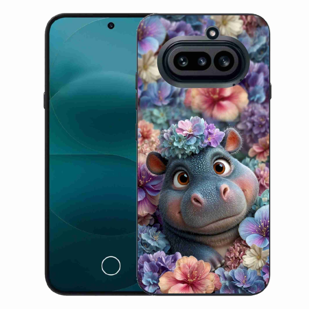 Gélový kryt mmCase na Nothing Phone (4a) - hrošík v kvetoch
