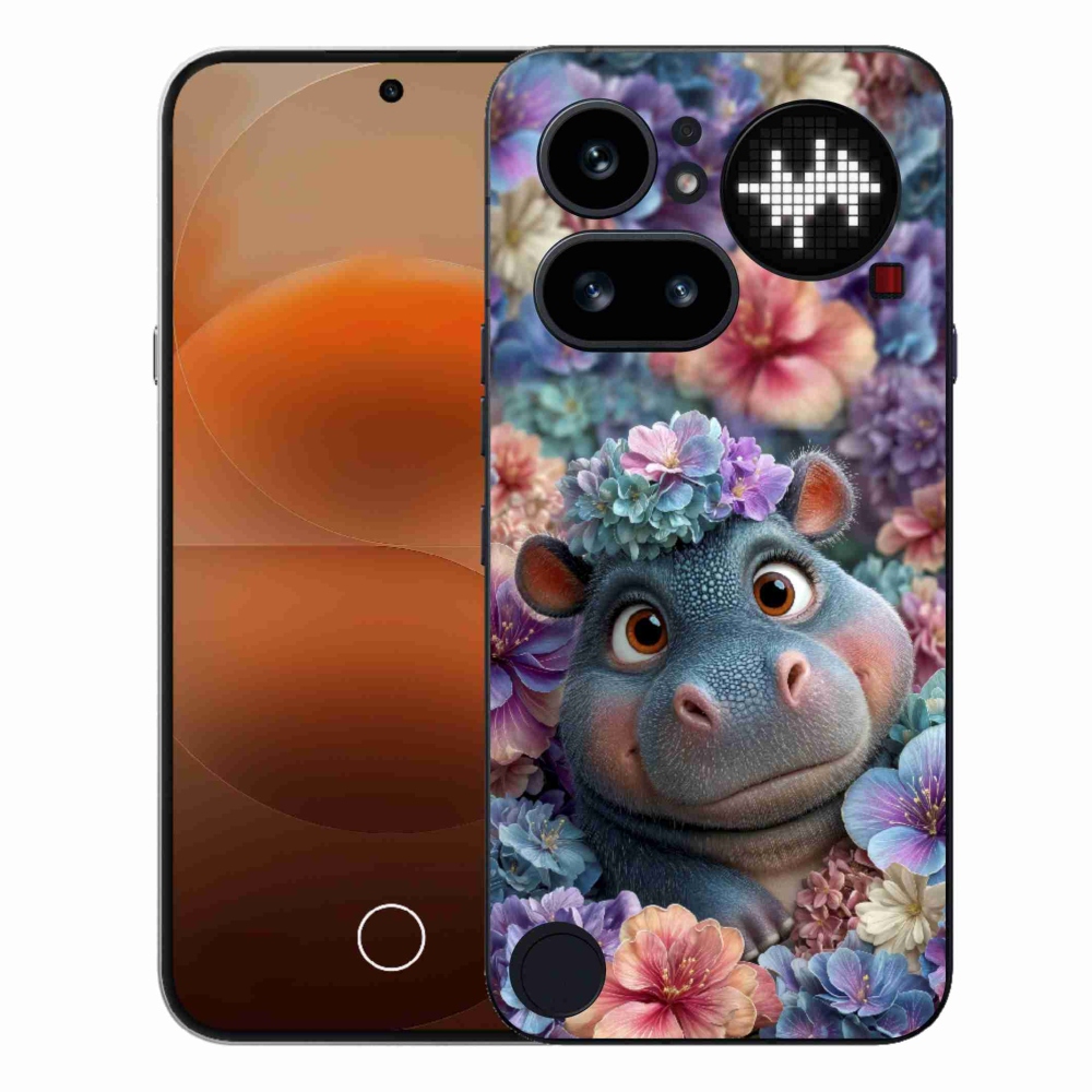 Gélový kryt mmCase na Nothing Phone (4a) - hrošík v kvetoch