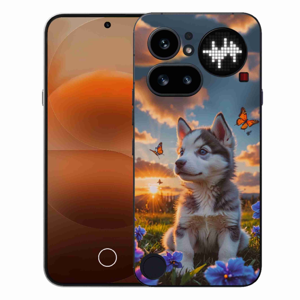 Gélový kryt mmCase na Nothing Phone (4a) - husky pri západe slnka