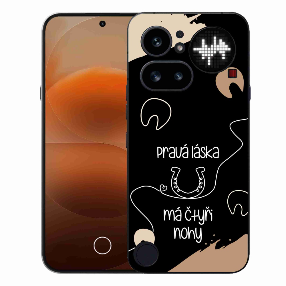Gélový kryt mmCase na Nothing Phone (4a) - konský motív čierne pozadie