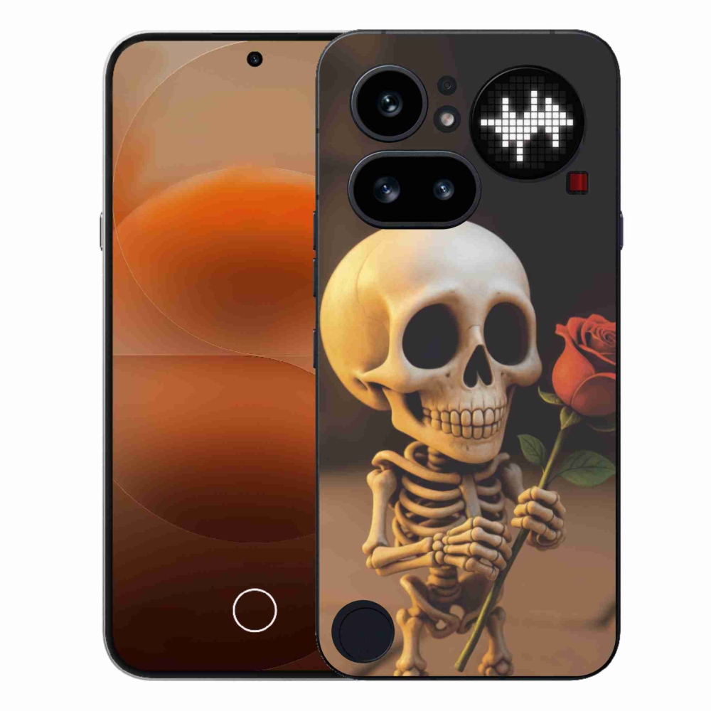 Gélový kryt mmCase na Nothing Phone (4a) - kostlivec s ružou