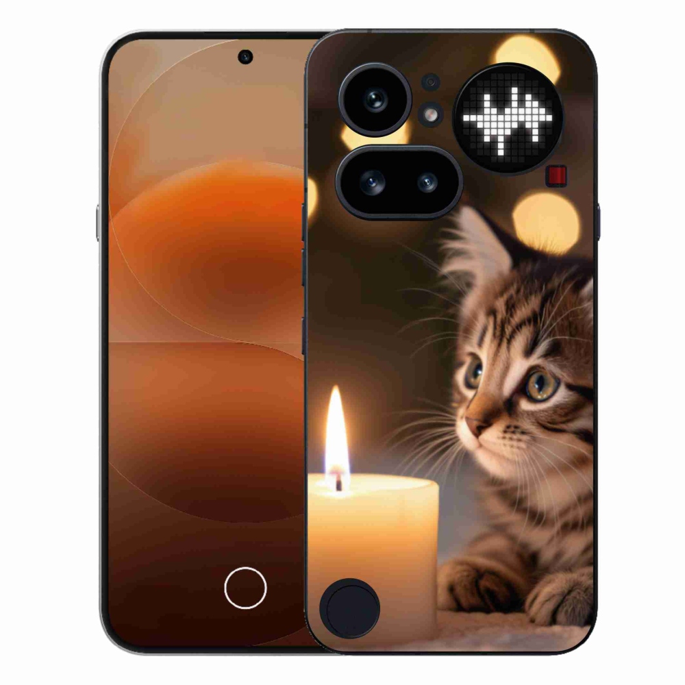 Gélový kryt mmCase na Nothing Phone (4a) - mačiatko a sviečka