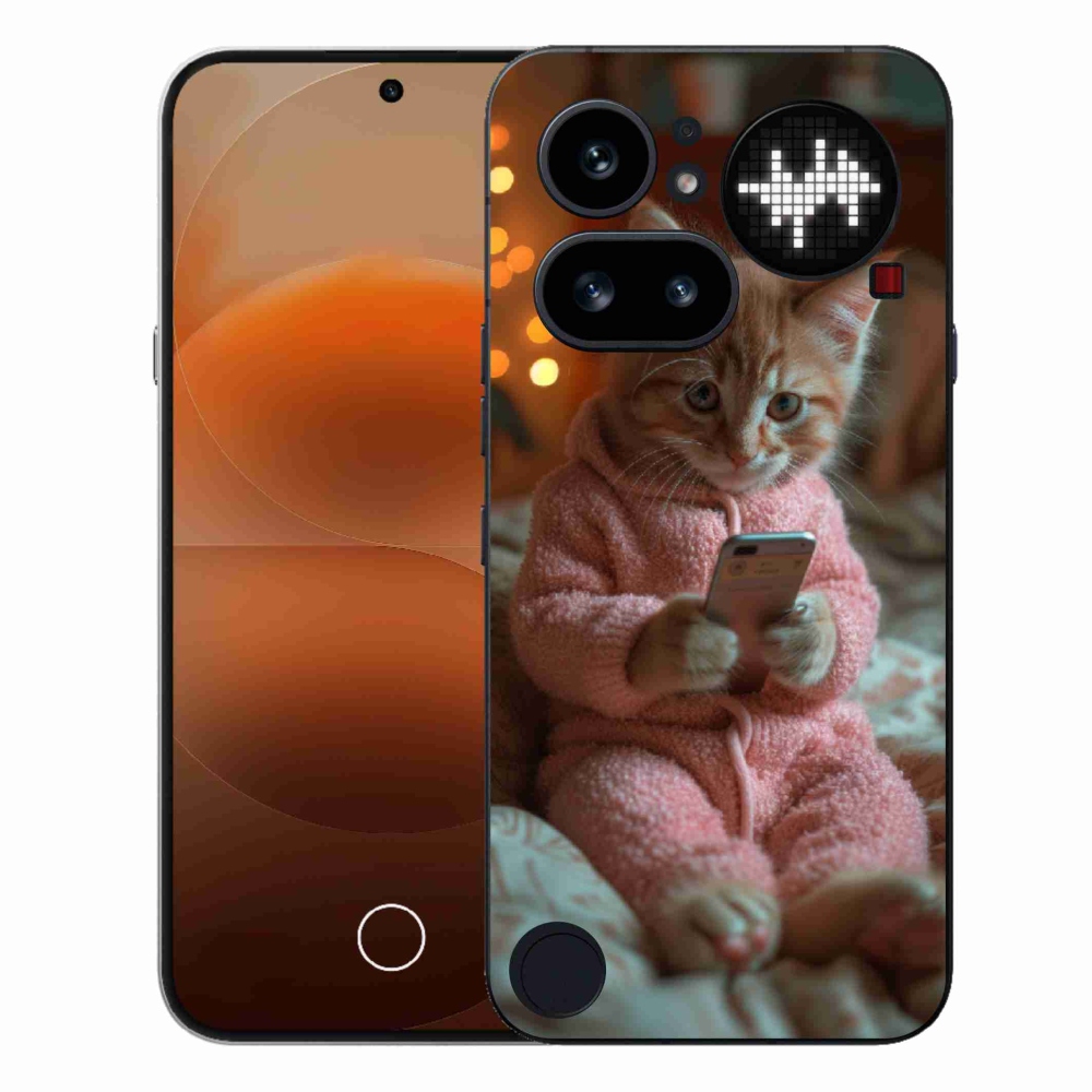 Gélový kryt mmCase na Nothing Phone (4a) - mačiatko s mobilom
