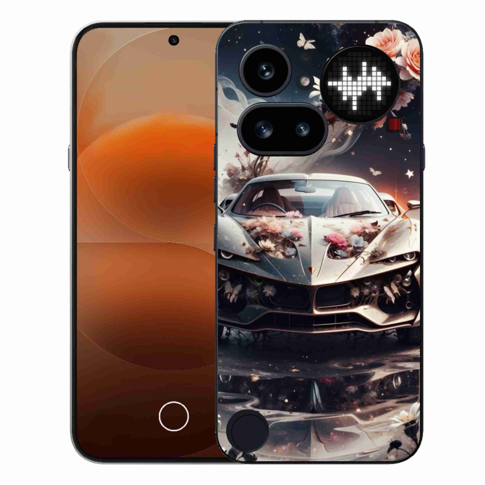 Gélový kryt mmCase na Nothing Phone (4a) - kvetinový športový automobil
