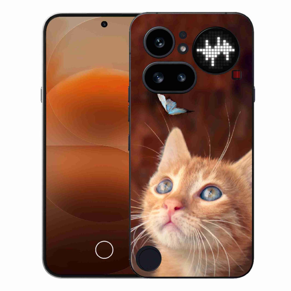 Gélový kryt mmCase na Nothing Phone (4a) - motýľ a mačiatko