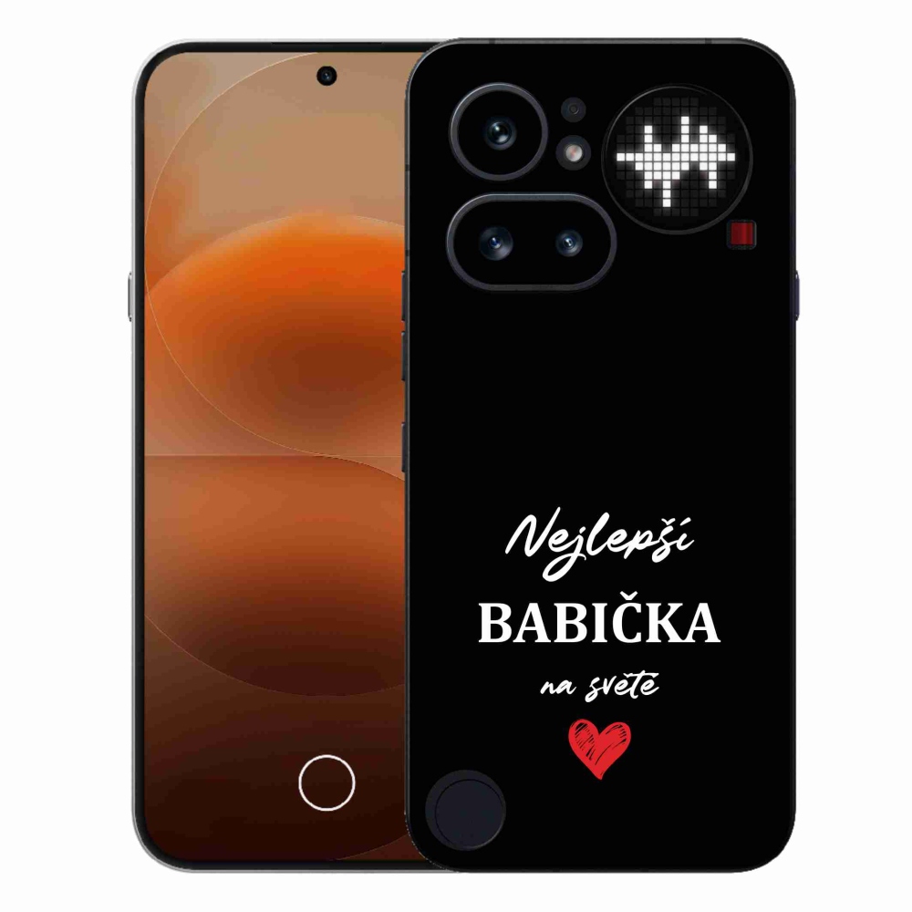 Gélový kryt mmCase na Nothing Phone (4a) - najlepšia babička 1 čierne pozadie