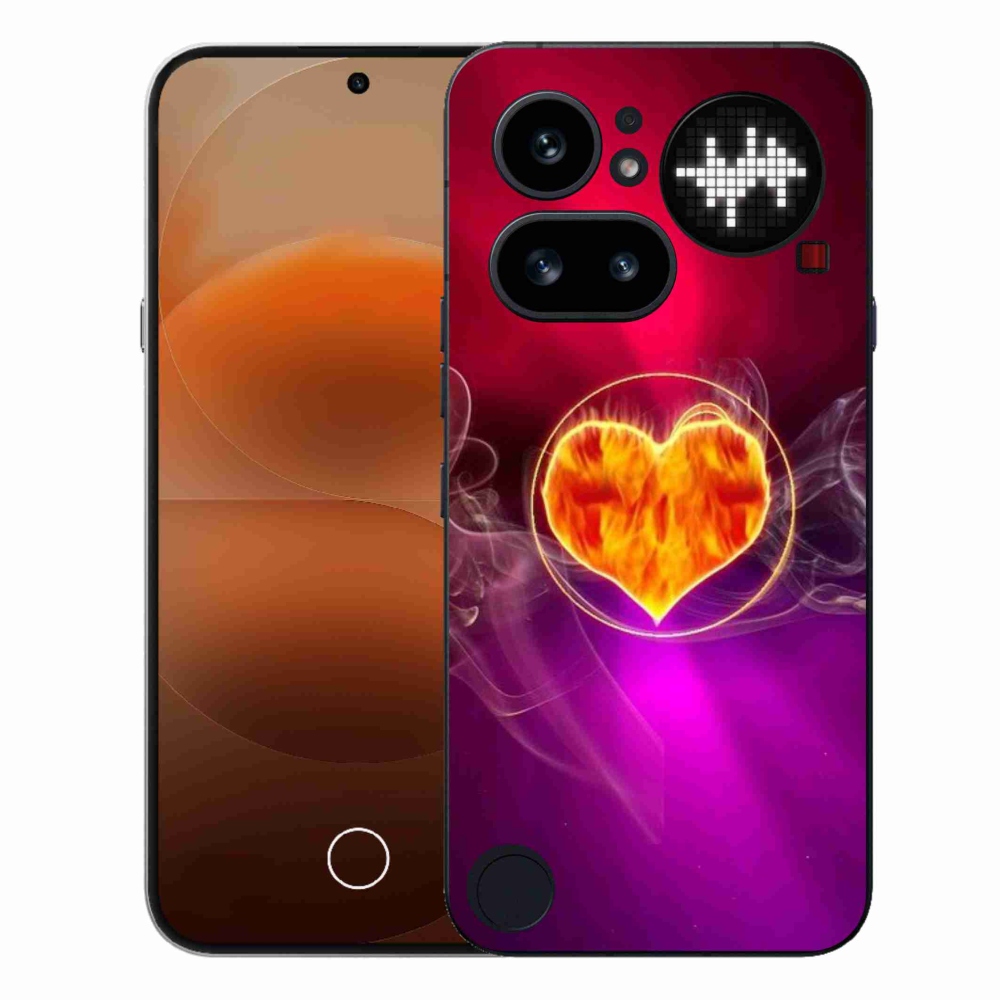 Gélový kryt mmCase na Nothing Phone (4a) - ohnivé srdce