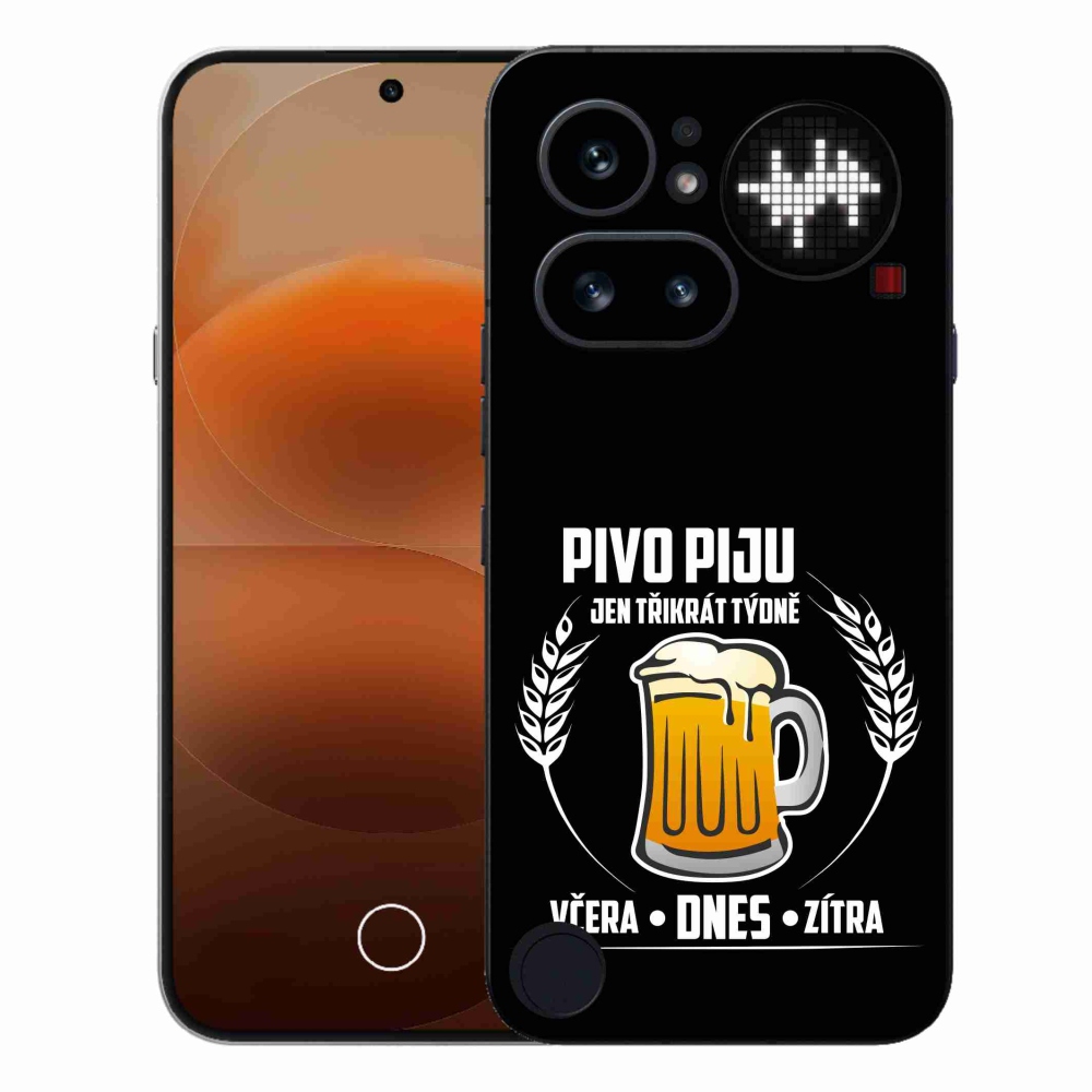 Gélový kryt mmCase na Nothing Phone (4a) - pivný motív čierne pozadie