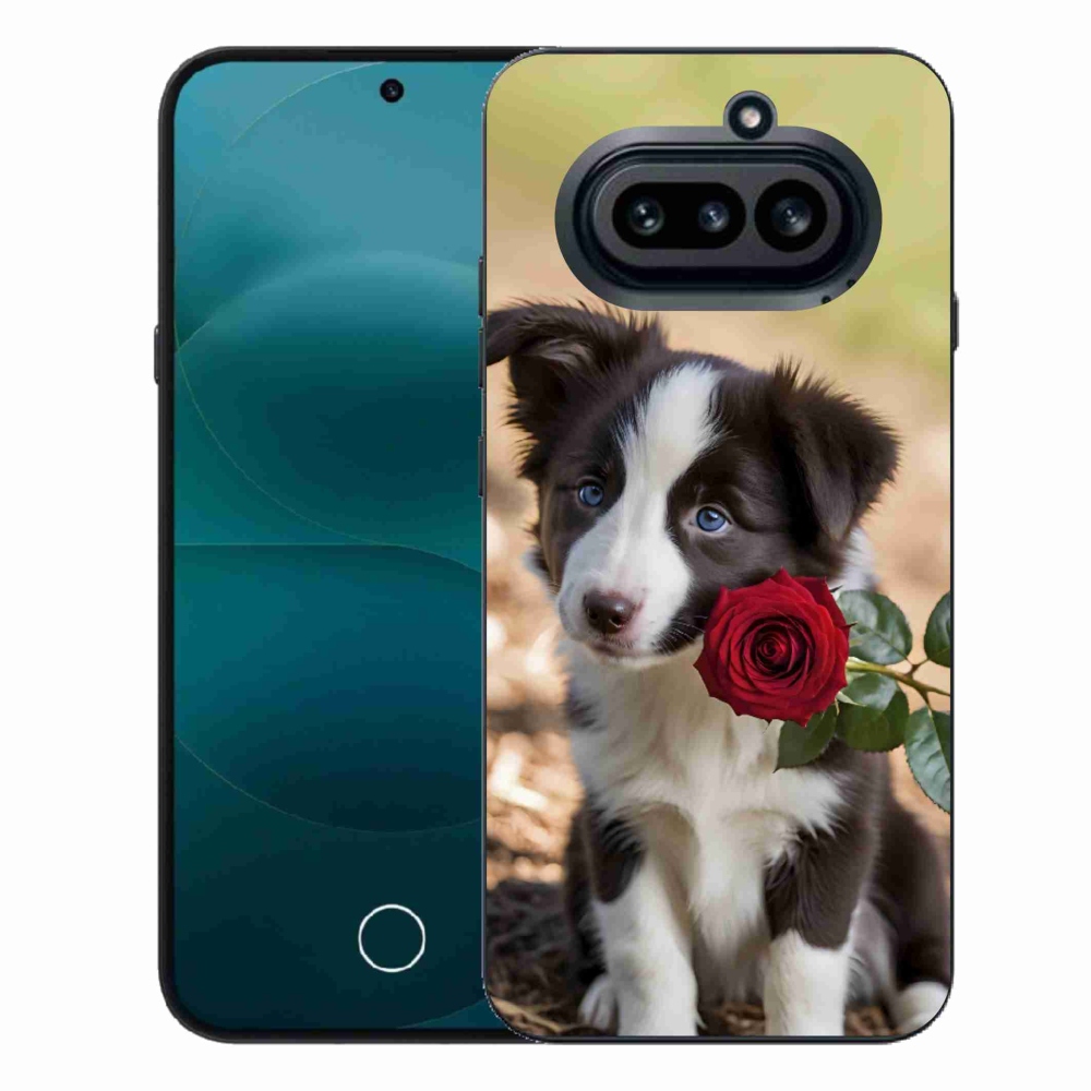 Gélový kryt mmCase na Nothing Phone (4a) - roztomilá border kólia s ružou