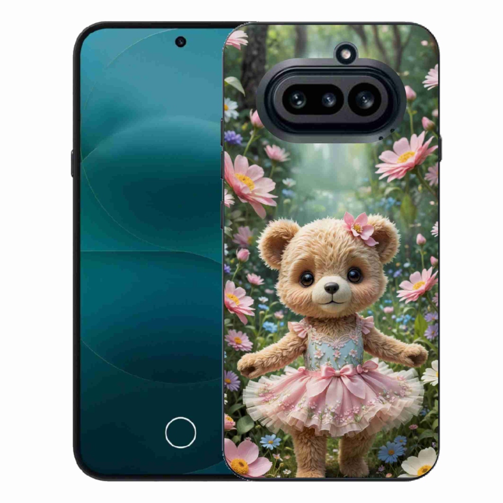 Gélový kryt mmCase na Nothing Phone (4a) - roztomilý medvedík v kvetoch