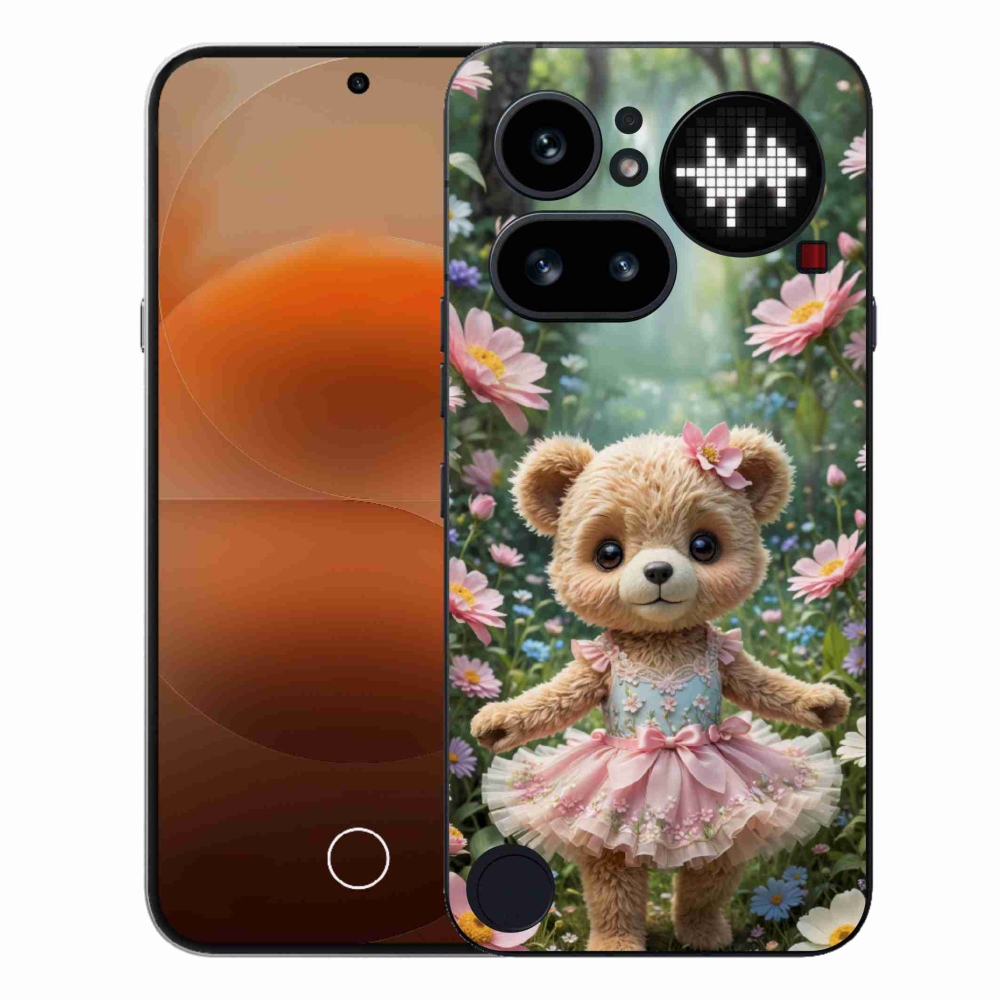Gélový kryt mmCase na Nothing Phone (4a) - roztomilý medvedík v kvetoch