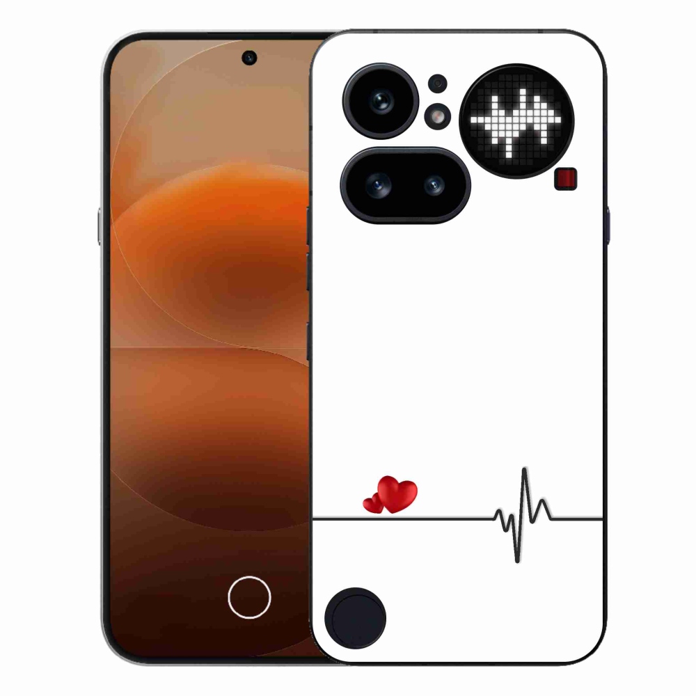 Gélový kryt mmCase na Nothing Phone (4a) - srdce a tep biele pozadie