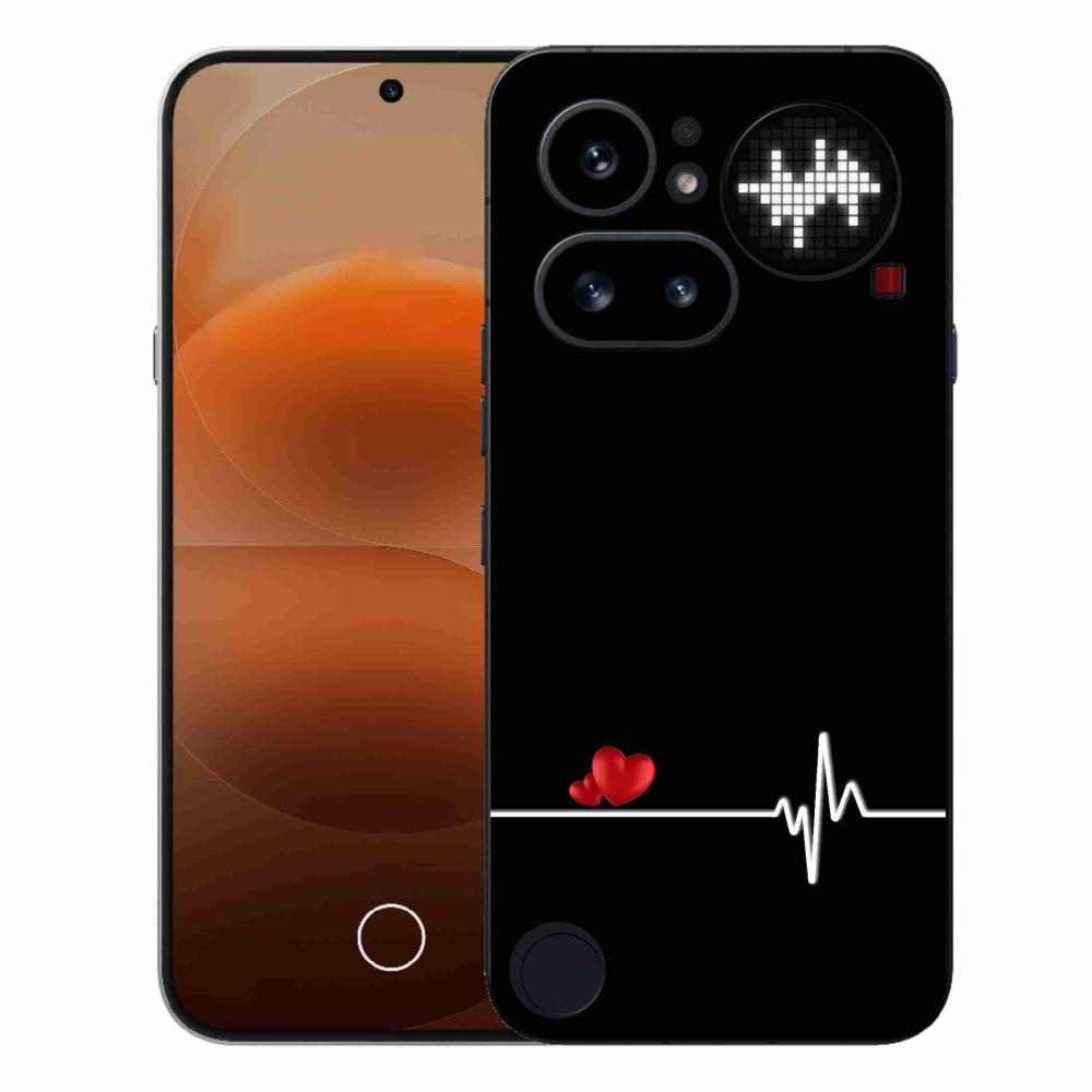 Gélový kryt mmCase na Nothing Phone (4a) - srdce a tep čierne pozadie