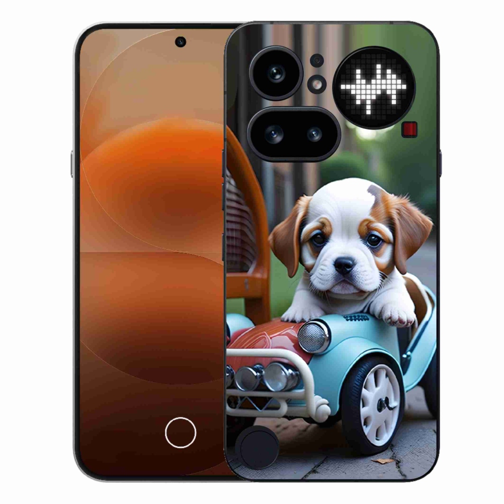 Gélový kryt mmCase na Nothing Phone (4a) - šteňa v retro aute