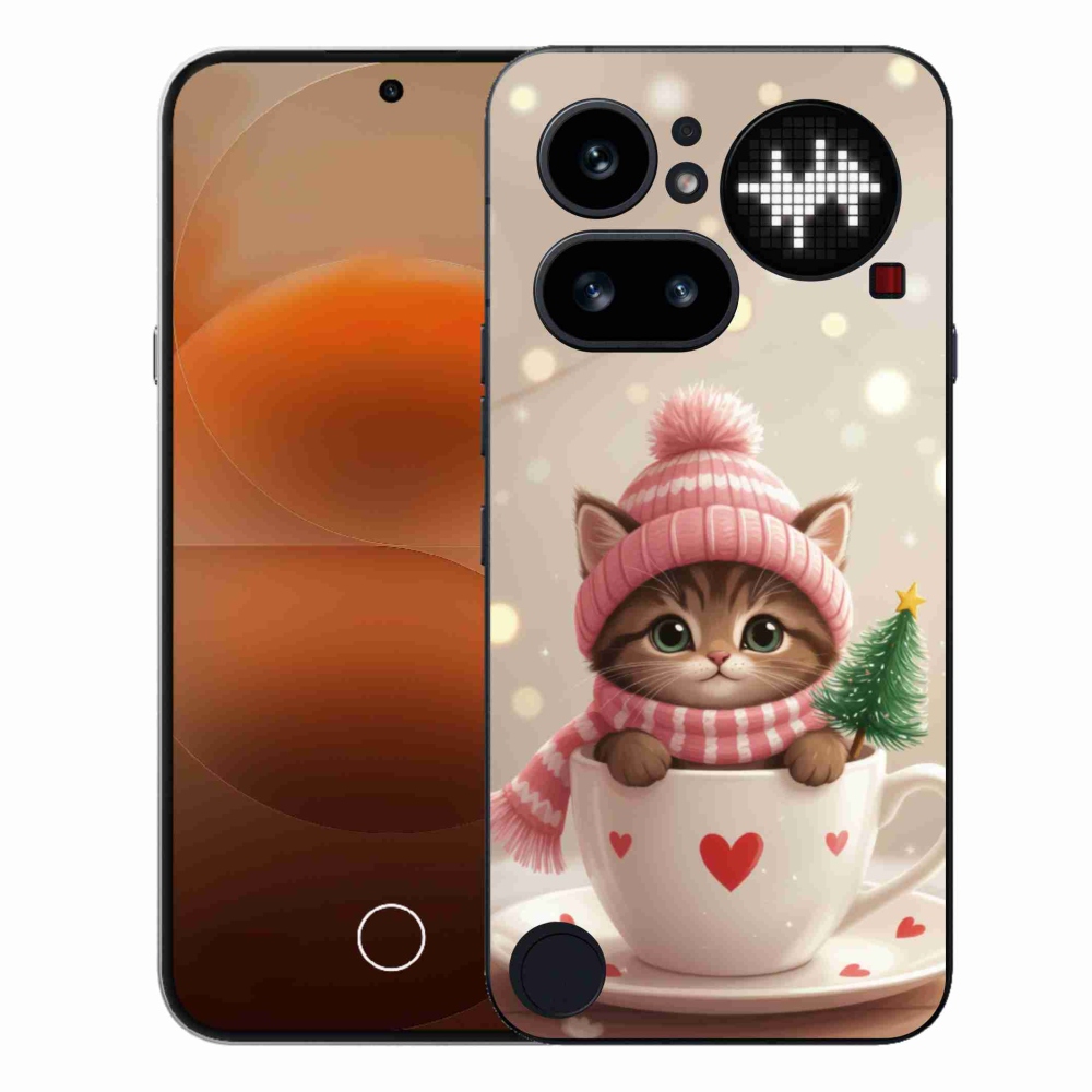 Gélový kryt mmCase na Nothing Phone (4a) - vianočné mačiatko v hrnčeku