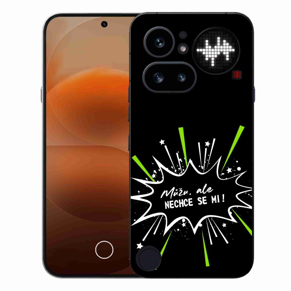 Gélový kryt mmCase na Nothing Phone (4a) - vtipný text 11 čierne pozadie