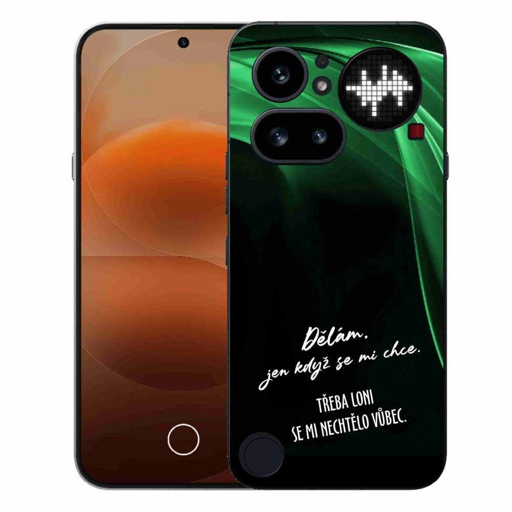Gélový kryt mmCase na Nothing Phone (4a) - vtipný text 12 čierne pozadie