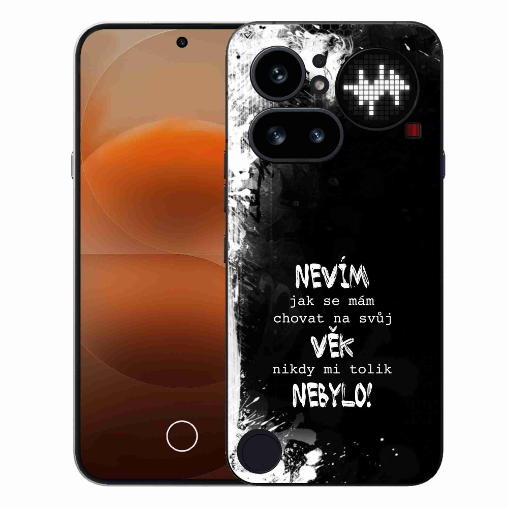 Gélový kryt mmCase na Nothing Phone (4a) - vtipný text 14 čierne pozadie