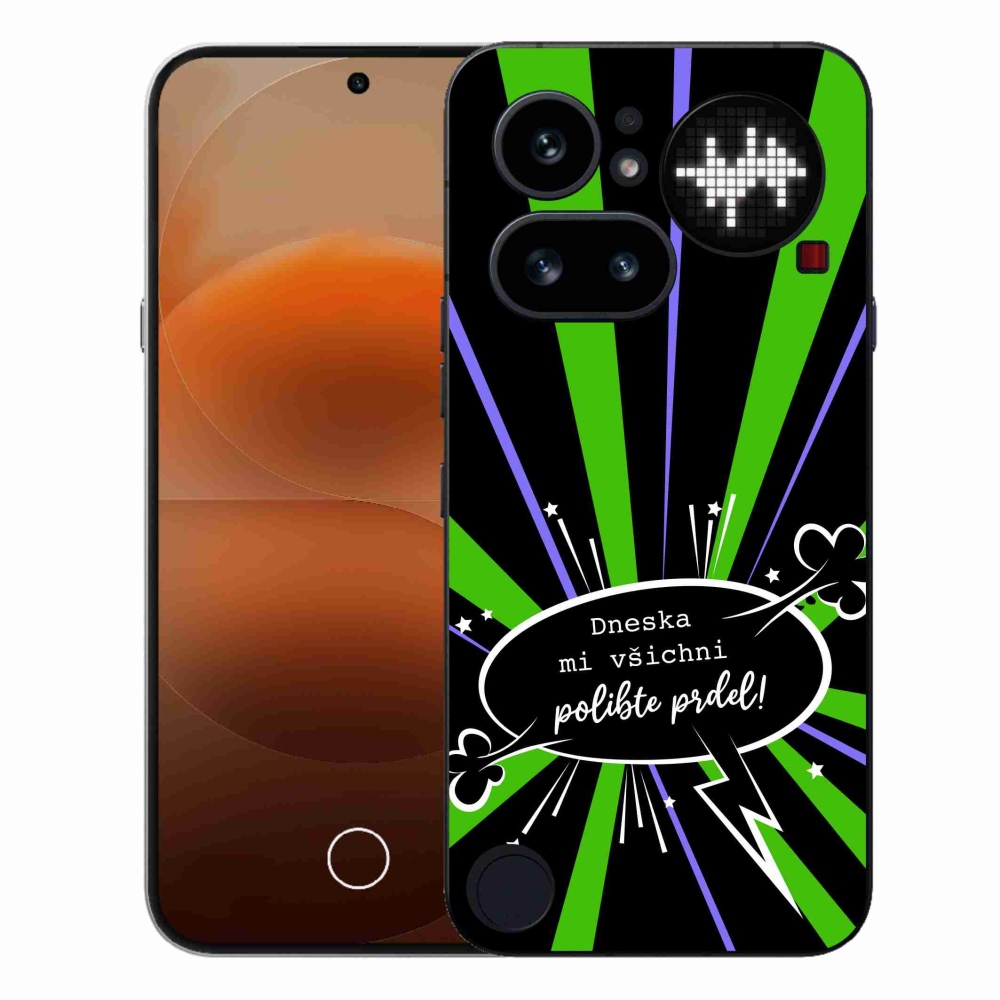 Gélový kryt mmCase na Nothing Phone (4a) - vtipný text 15 čierne pozadie