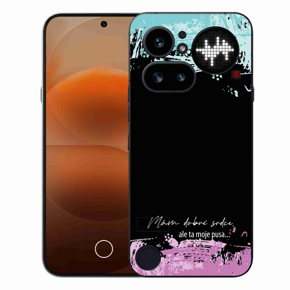 Gélový kryt mmCase na Nothing Phone (4a) - vtipný text 3 čierne pozadie