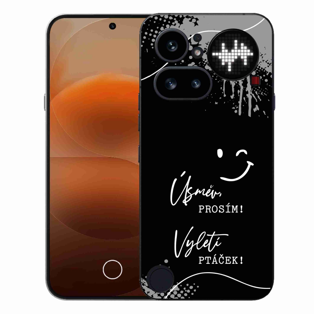 Gélový kryt mmCase na Nothing Phone (4a) - vtipný text 4 čierne pozadie