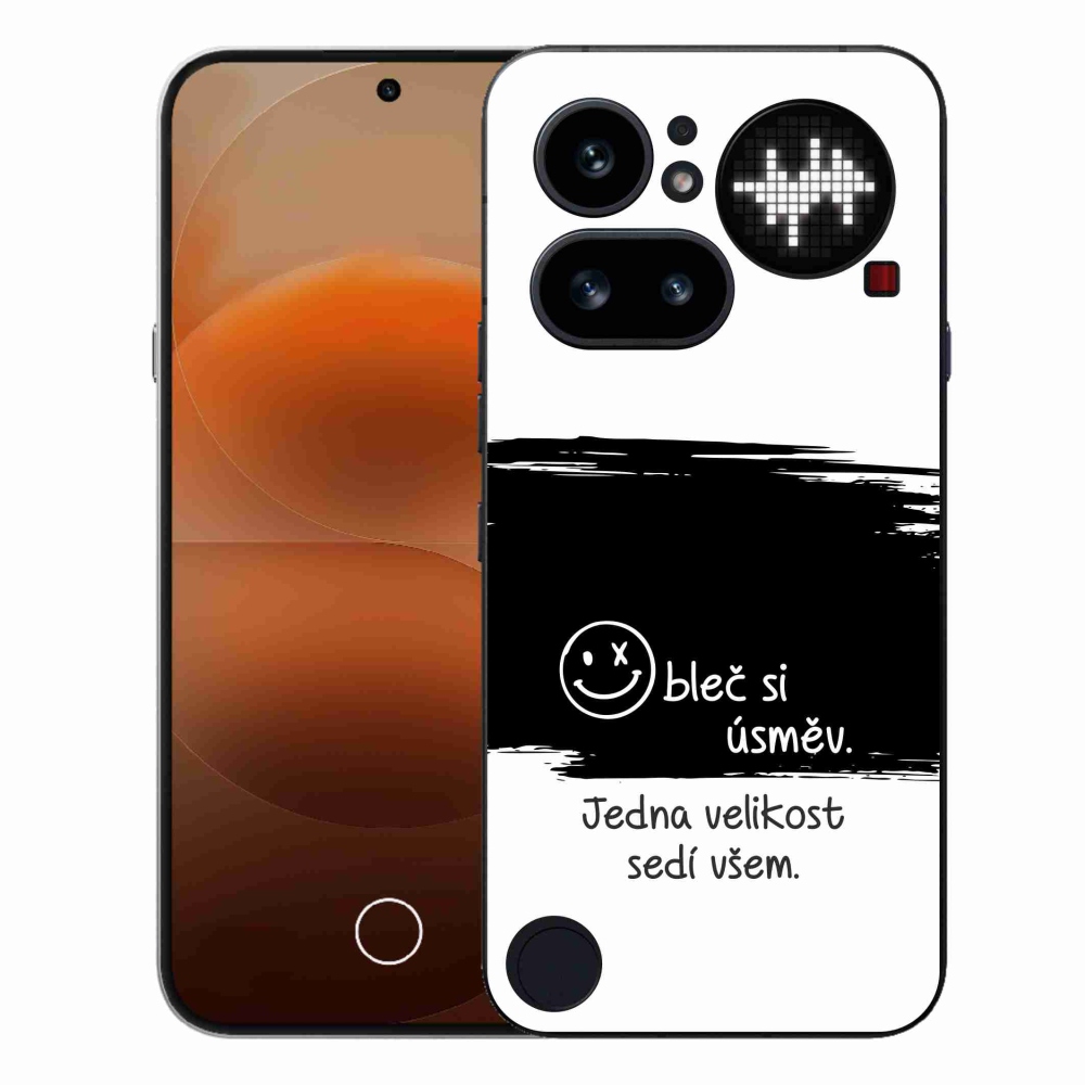 Gélový kryt mmCase na Nothing Phone (4a) - vtipný text 8 čiernobiele pozadie