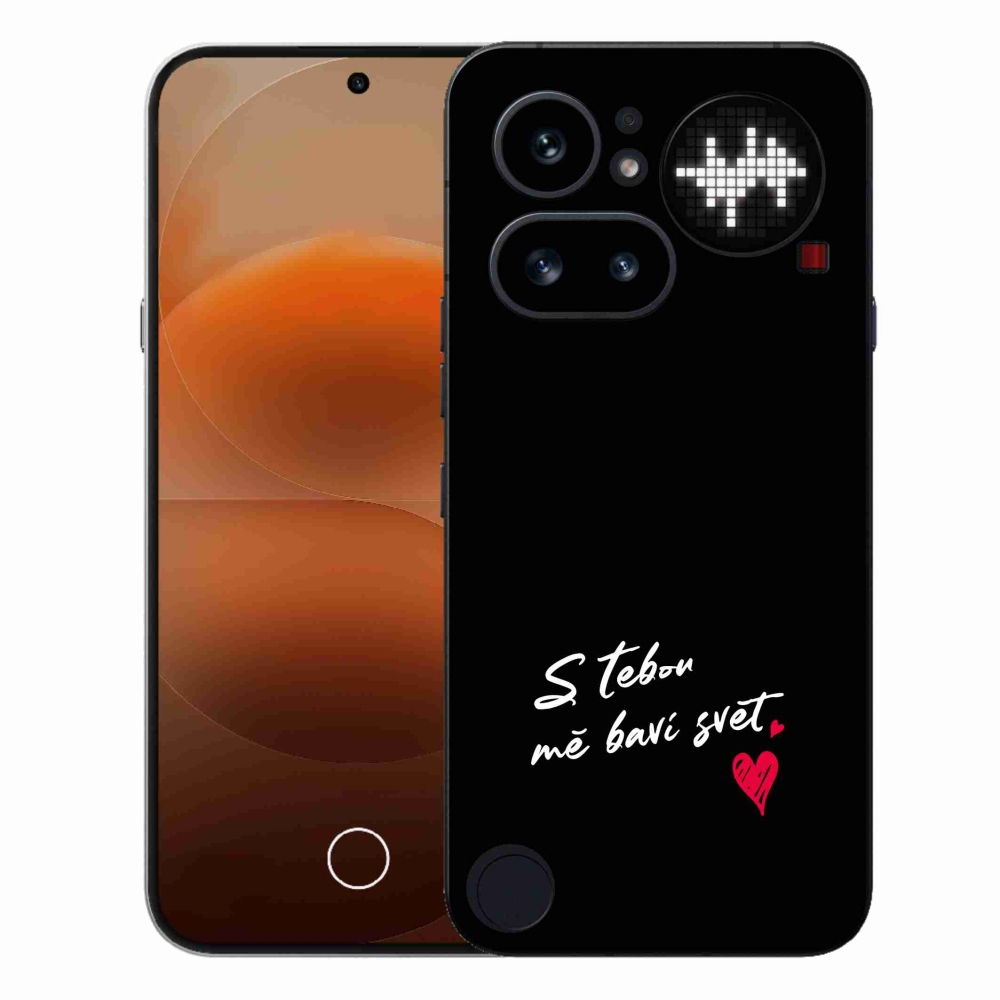 Gélový kryt mmCase na Nothing Phone (4a) - zamilovaný text 1 čierne pozadie