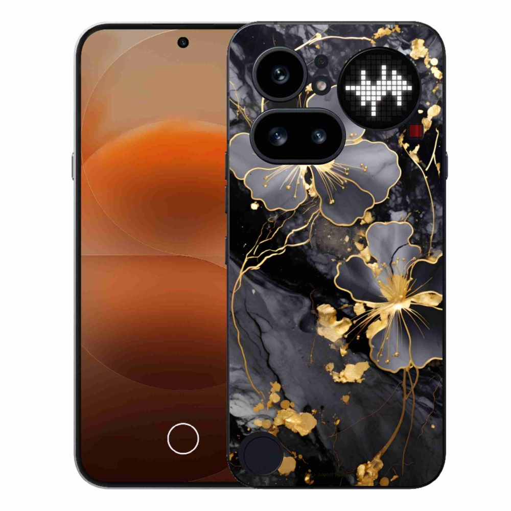 Gélový kryt mmCase na Nothing Phone (4a) - zlaté kvety