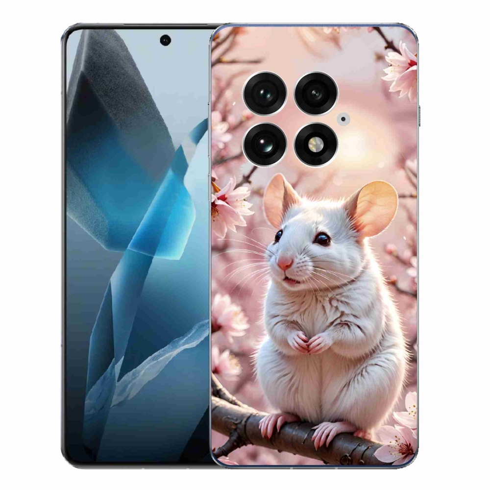 Gélový kryt mmCase na One Plus 13 - biela myš na vetve