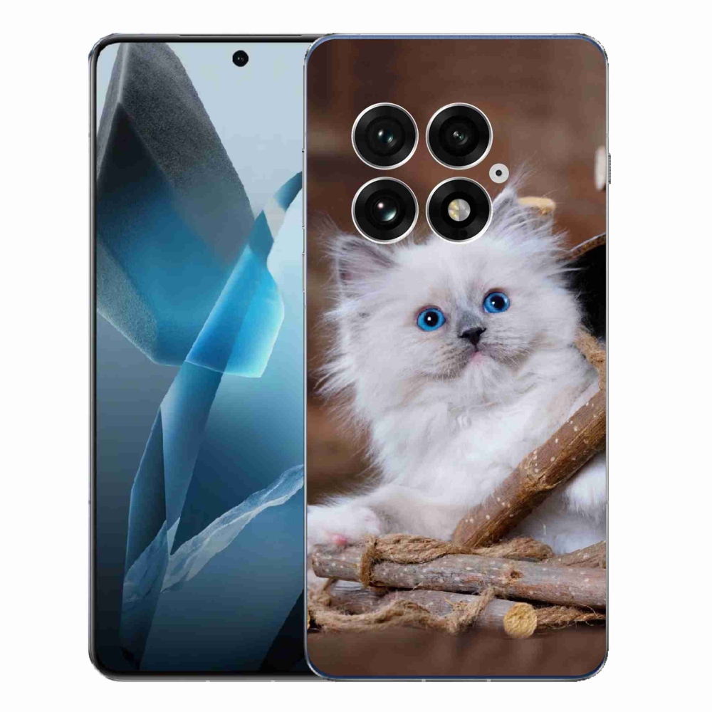 Gélový kryt mmCase na One Plus 13 - biele mačiatko