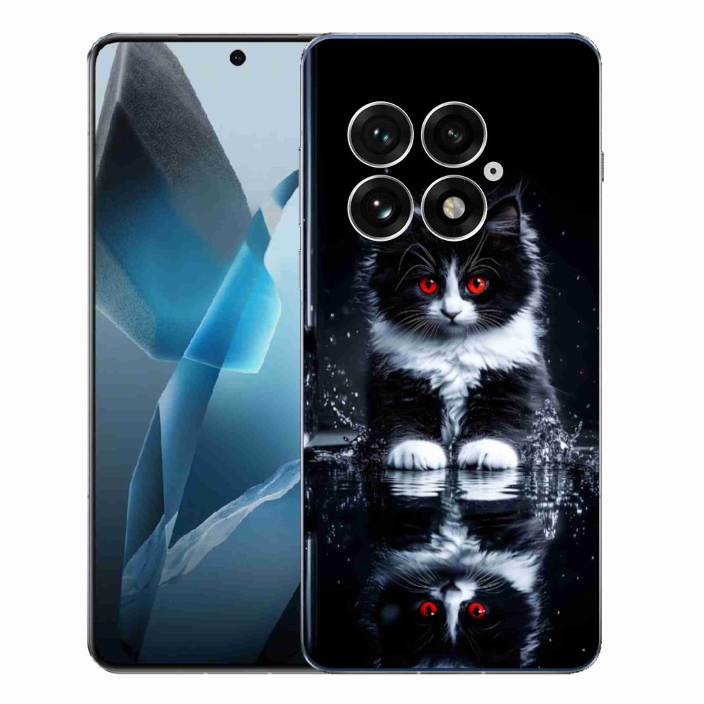 Gélový kryt mmCase na One Plus 13 - čiernobiele mačiatko