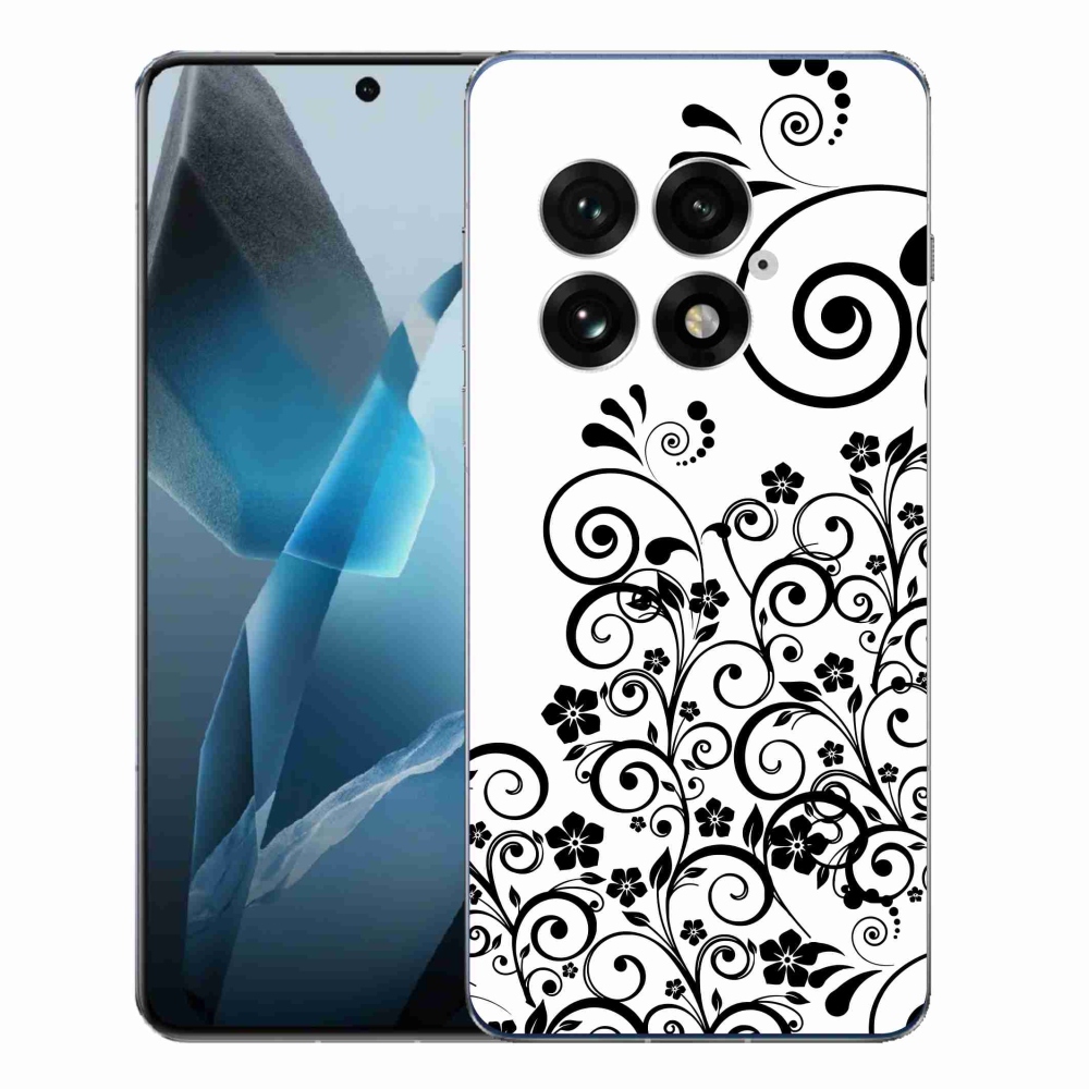 Gélový kryt mmCase na One Plus 13 - čiernobiele kvetinové vzory