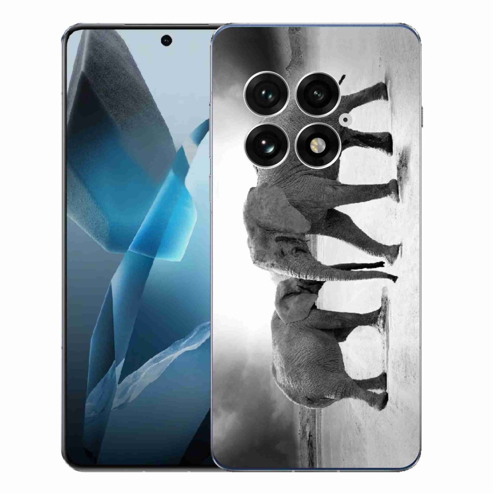 Gélový kryt mmCase na One Plus 13 - čiernobieli slony