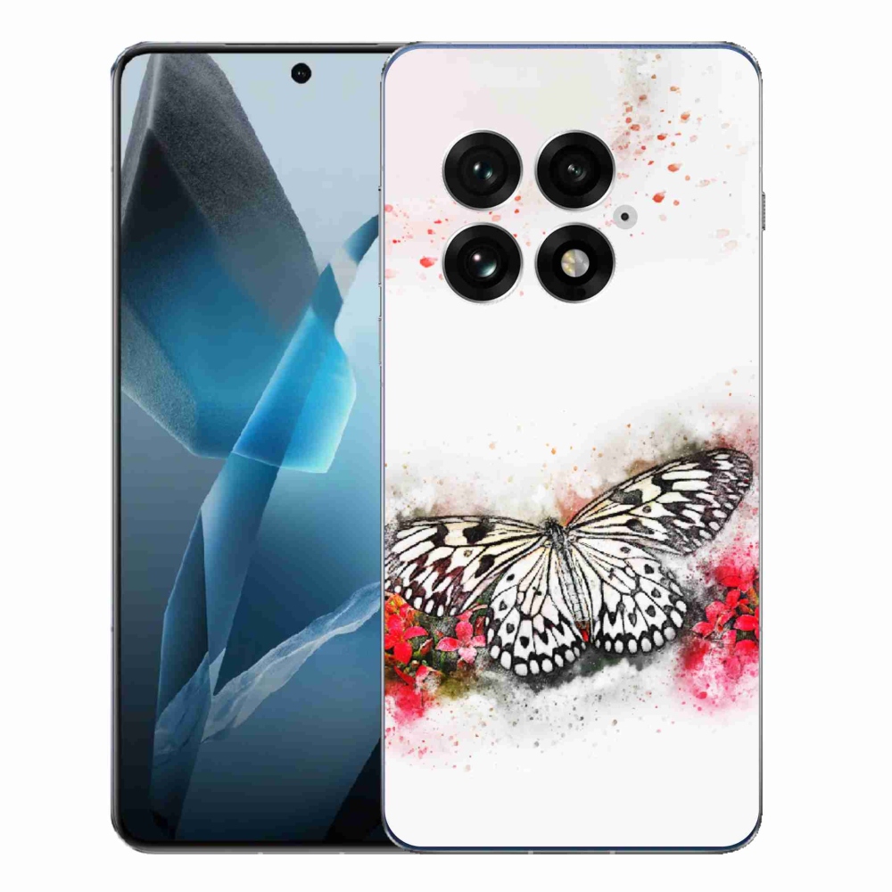 Gélový kryt mmCase na One Plus 13 - čiernobiely motýľ