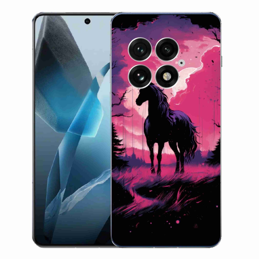 Gélový kryt mmCase na One Plus 13 - čierny kreslený kôň 1