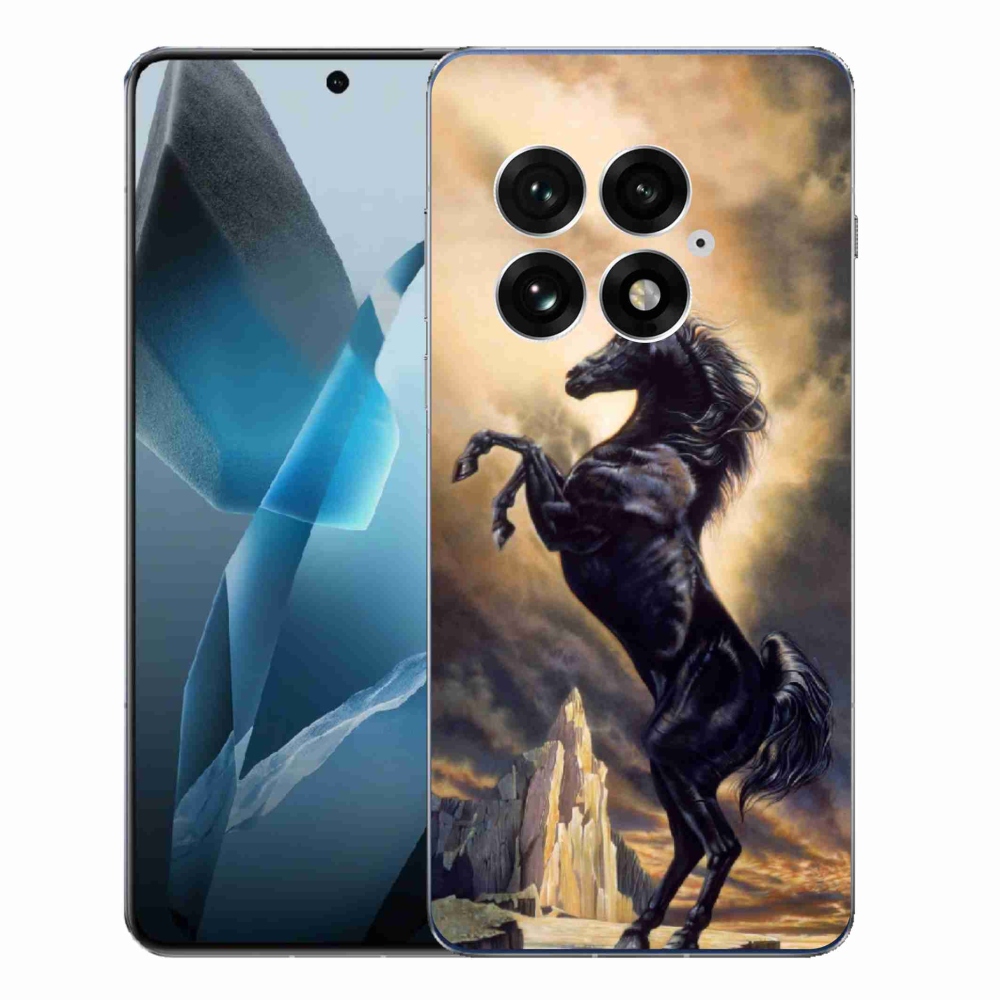 Gélový kryt mmCase na One Plus 13 - čierny kreslený kôň
