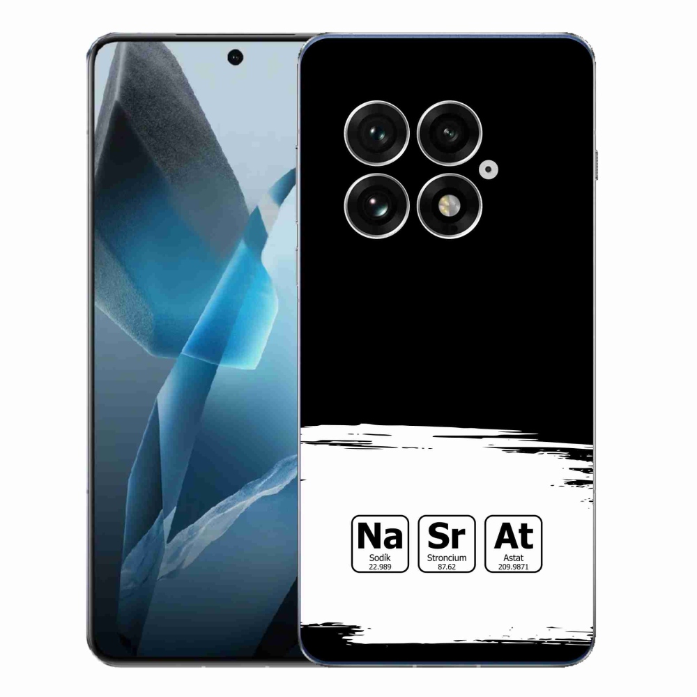 Gélový kryt mmCase na One Plus 13 - chemické prvky bieločierne pozadie