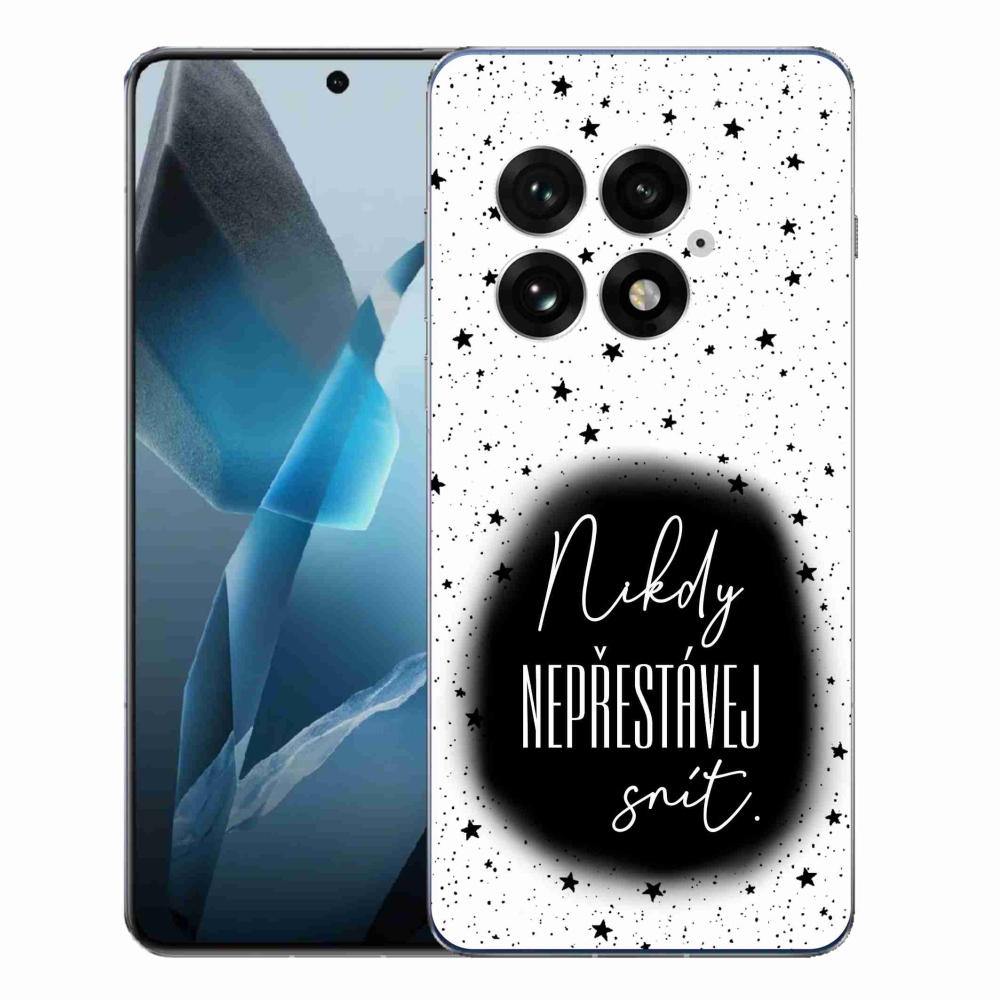 Gélový kryt mmCase na One Plus 13 - citát 1 čiernobiele pozadie