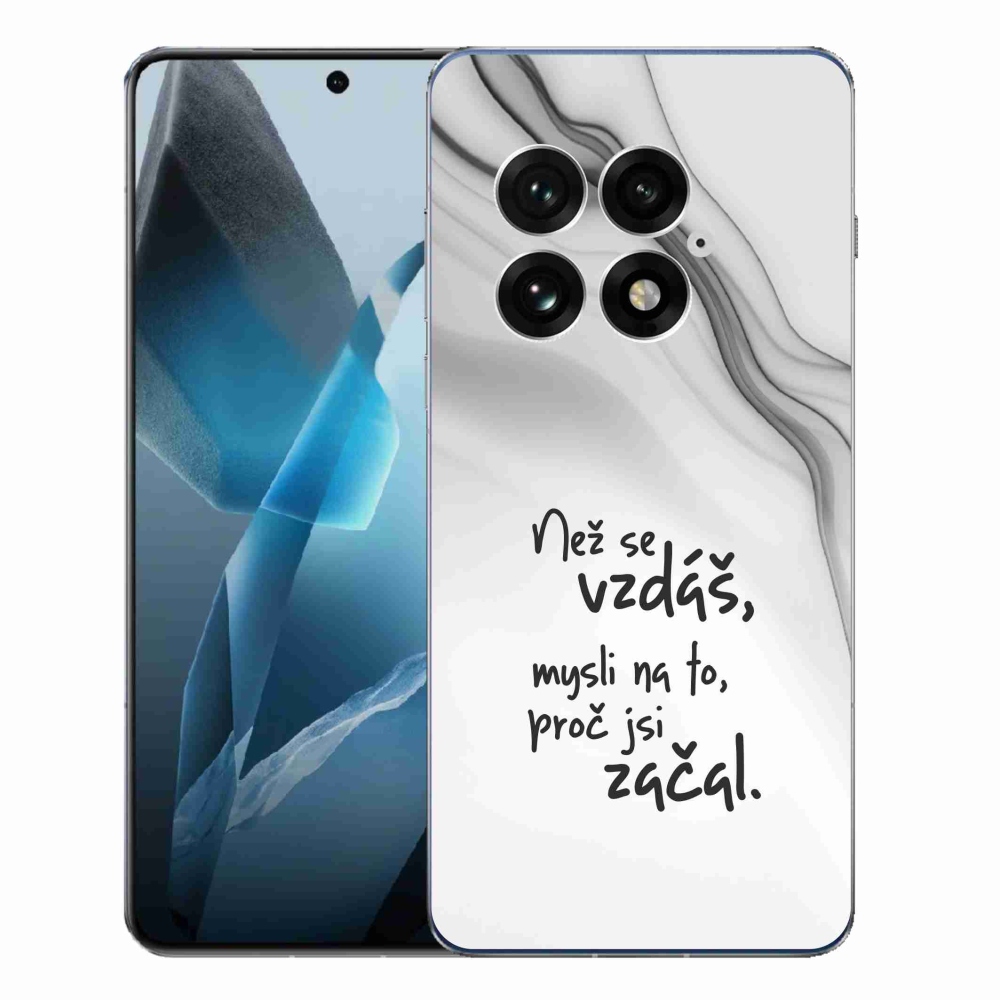 Gélový kryt mmCase na One Plus 13 - citát 2 biele pozadie
