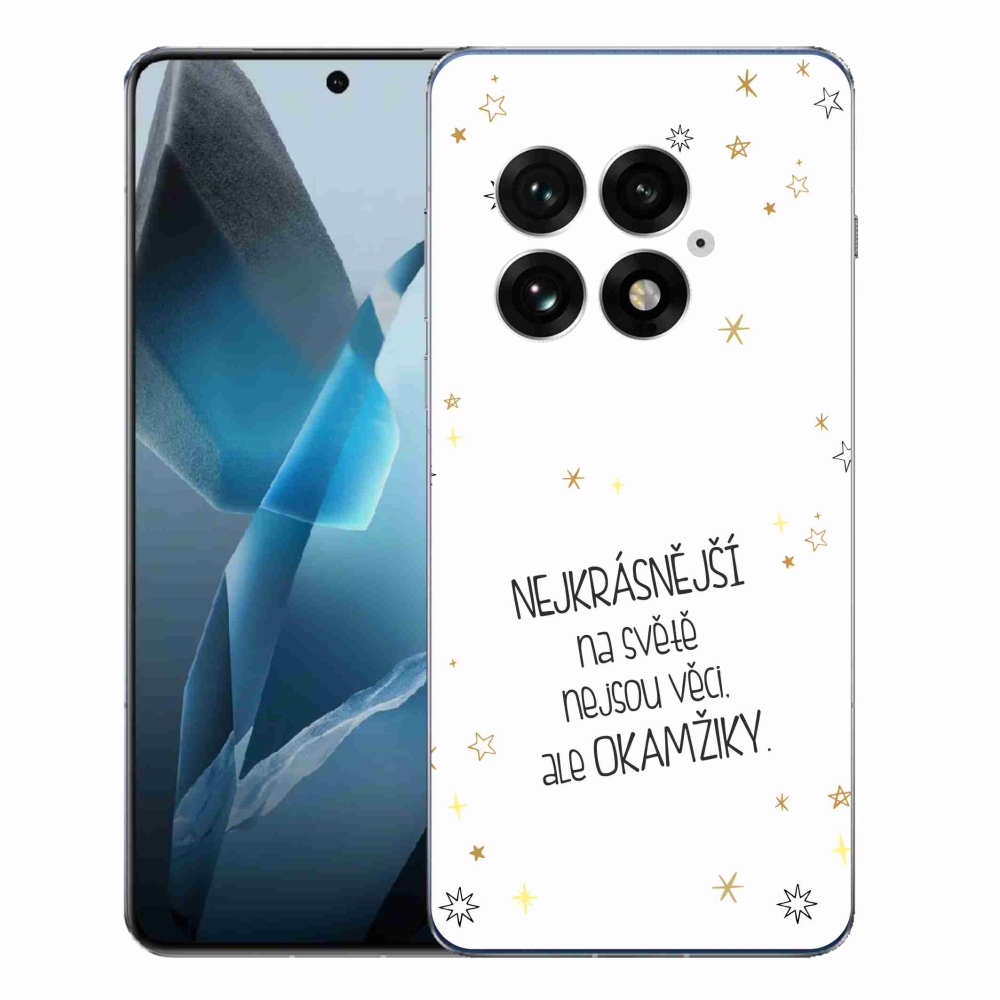 Gélový kryt mmCase na One Plus 13 - citát 4 biele pozadie
