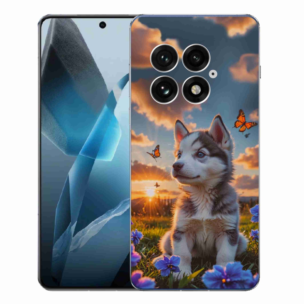Gélový kryt mmCase na One Plus 13 - husky pri západe slnka