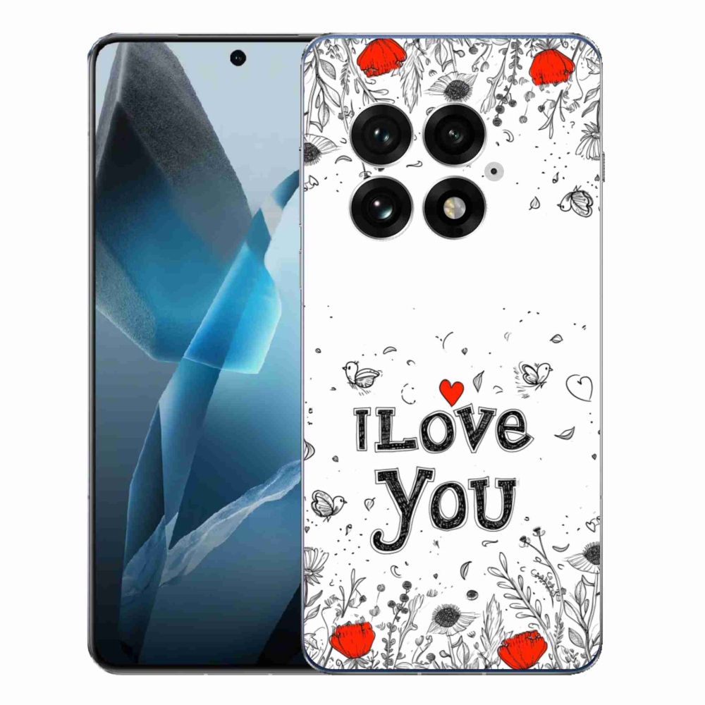 Gélový kryt mmCase na One Plus 13 - I love you biele pozadie