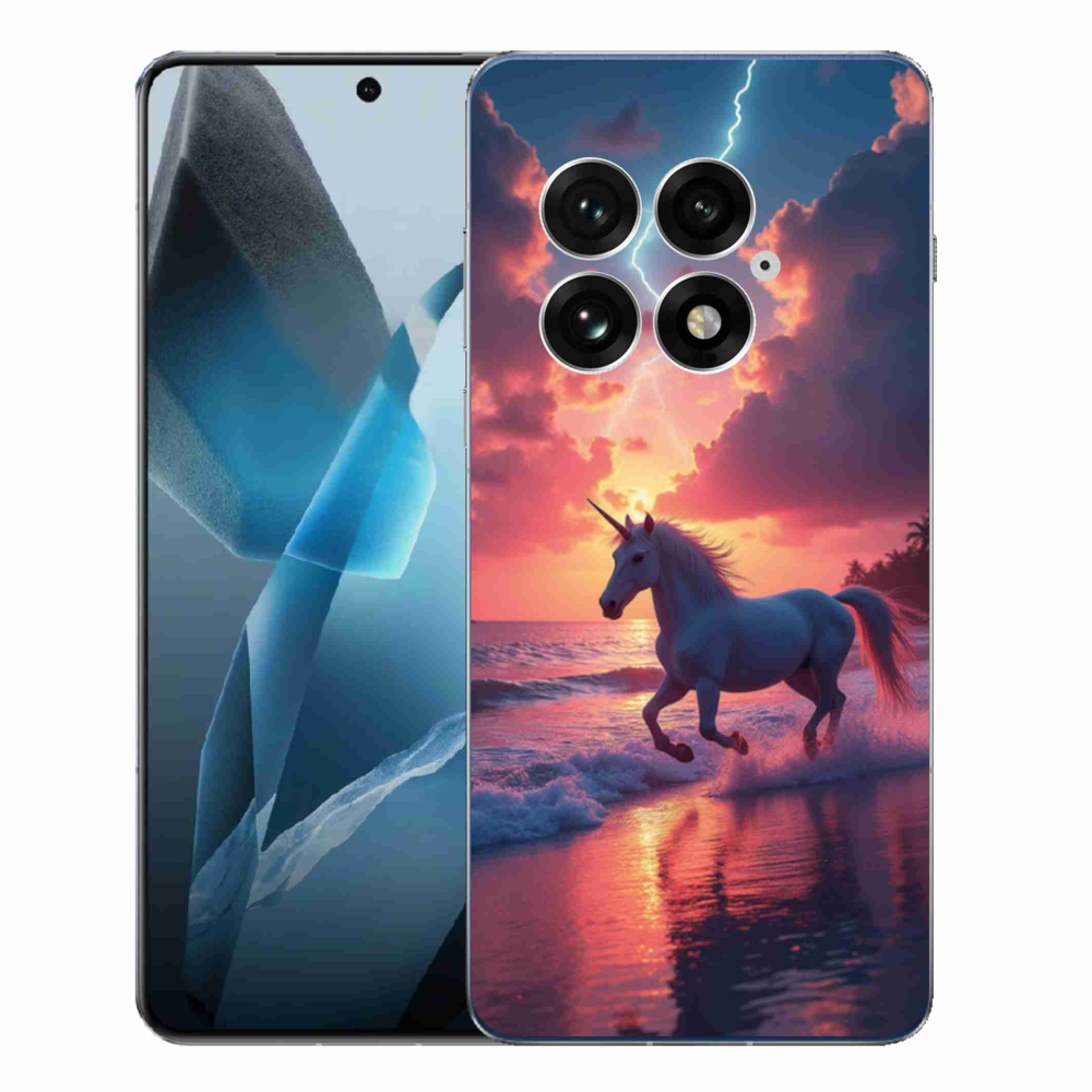 Gélový kryt mmCase na One Plus 13 - jednorožec na pláži