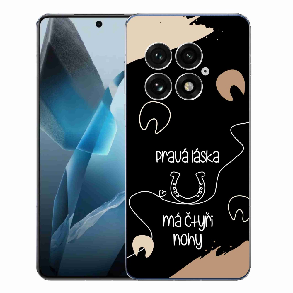 Gélový kryt mmCase na One Plus 13 - konský motív čierne pozadie