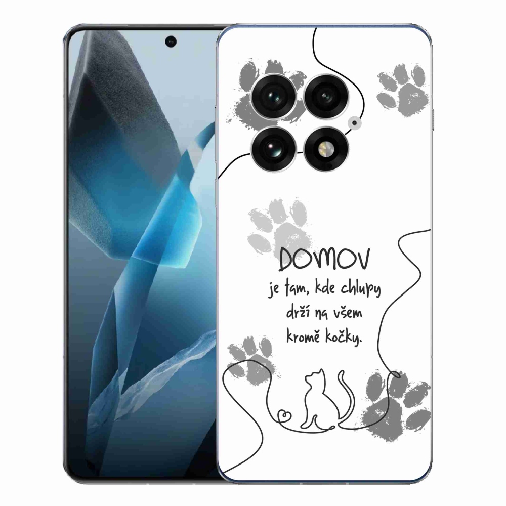Gélový kryt mmCase na One Plus 13 - mačacie motív biele pozadie