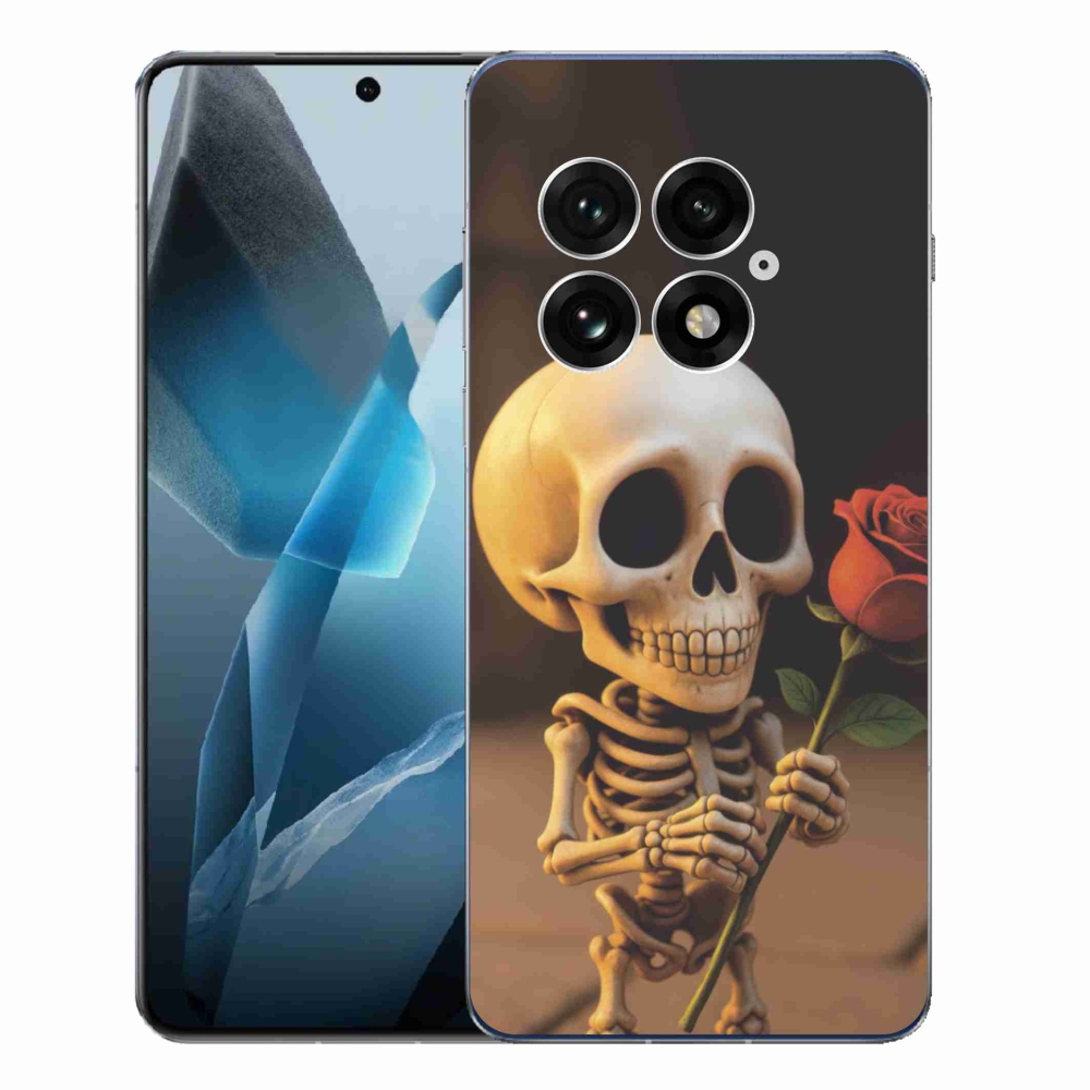 Gélový kryt mmCase na One Plus 13 - kostlivec s ružou